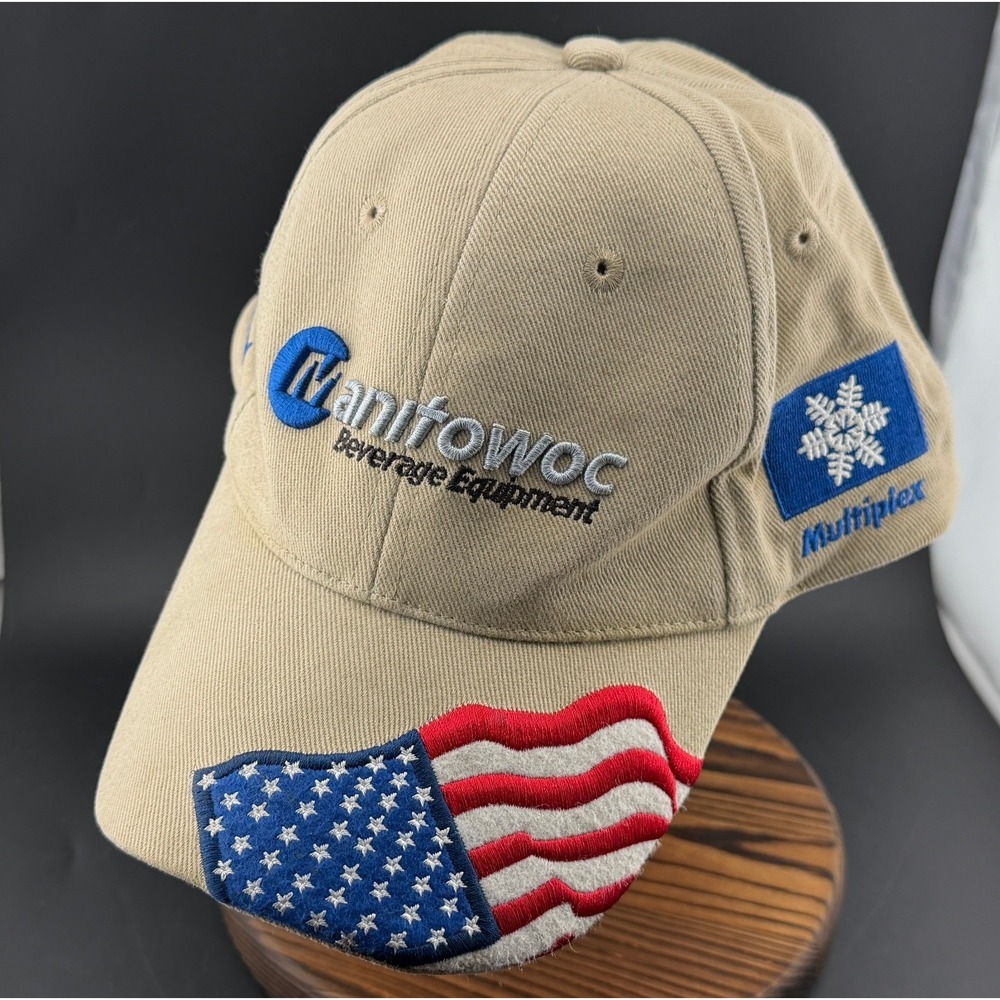 Manitowoc Beverage Equipment-Tan Hat, American Flag, Multiplex Servend Promo Cap